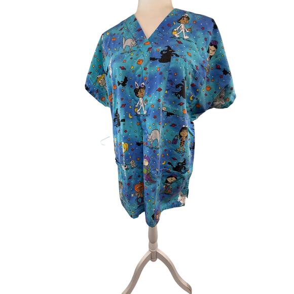 SCRUBS XL SB Fashion Scrubs TOP Blue 48 pit chest Halloween 3 pockets - Picture 1 of 15